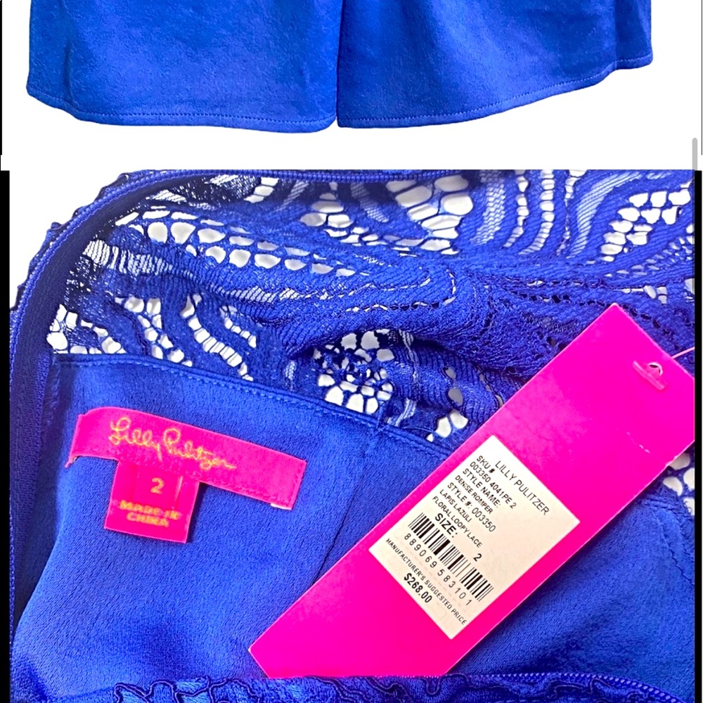 Lilly Pulitzer Lace Romper Lapus Lazuli - Floral Loopy Lace - Denise Romper